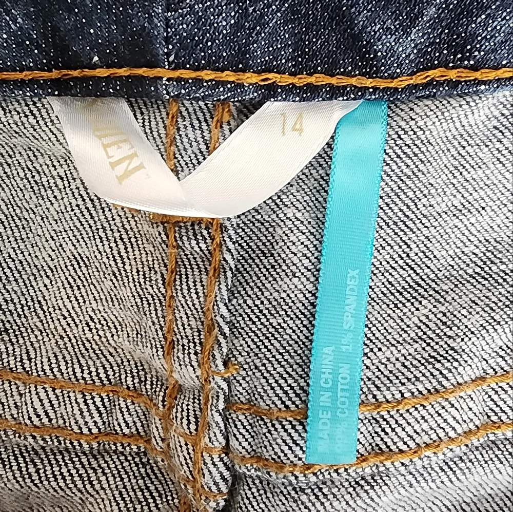 EleVen by Venus Williams Skirt Pocket Logo Graphic Denim Jean Plus Size 14